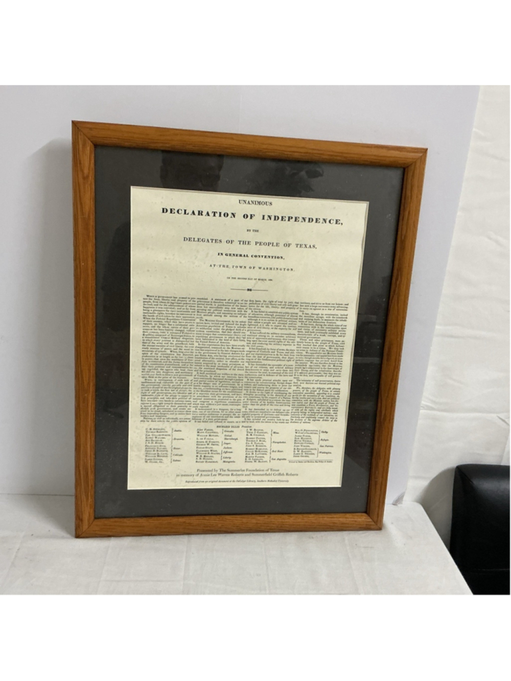 Texas Decoration Of Independence Framed Reproduction Summerlee Foundation SMU .